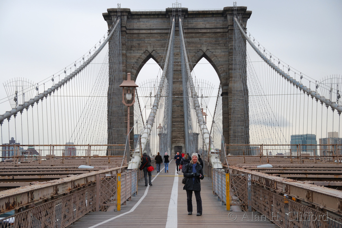 Margaret on Brooklyn Bridge