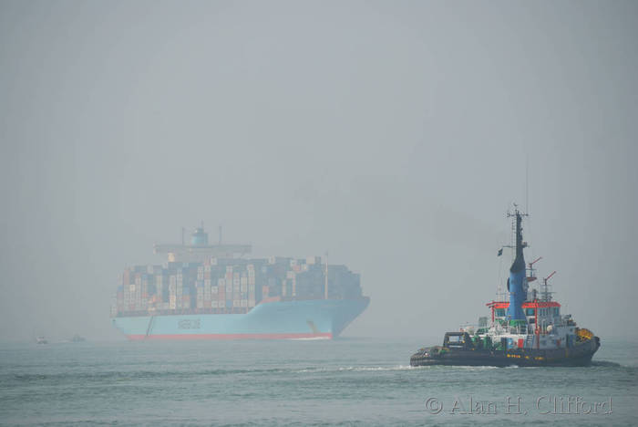 Container ship entering the Suez Canal