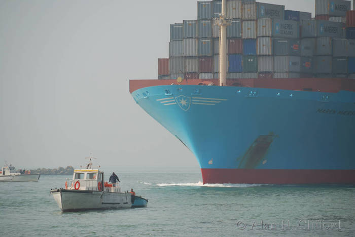 Container ship entering the Suez Canal