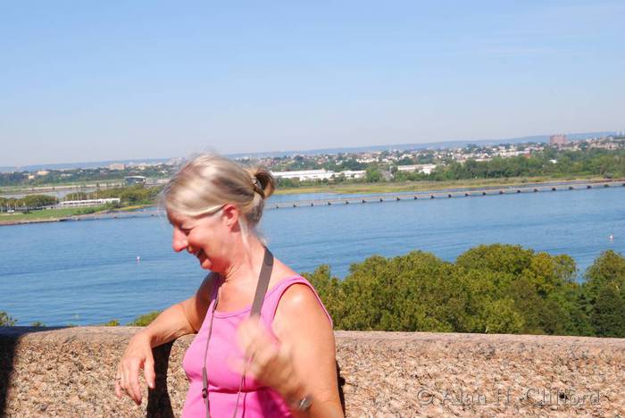 Margaret on Liberty Island