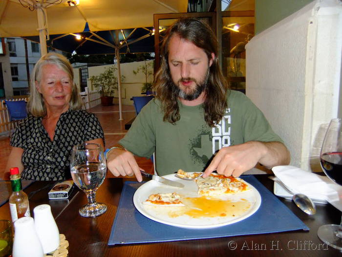 Benjamin eating and drinking