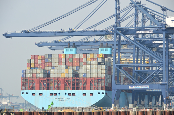 Container ship and cranes